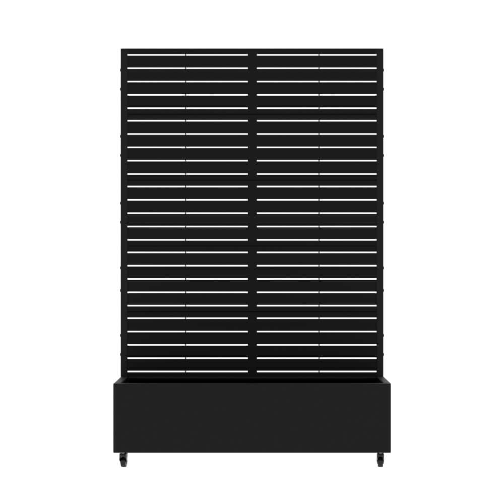 47 in. L x 16 in. W x 72 in. H Black Rectangular Outdoor Iron Planter with Classic Louver Trellis (1-Pack) price history on PriceWatchPro