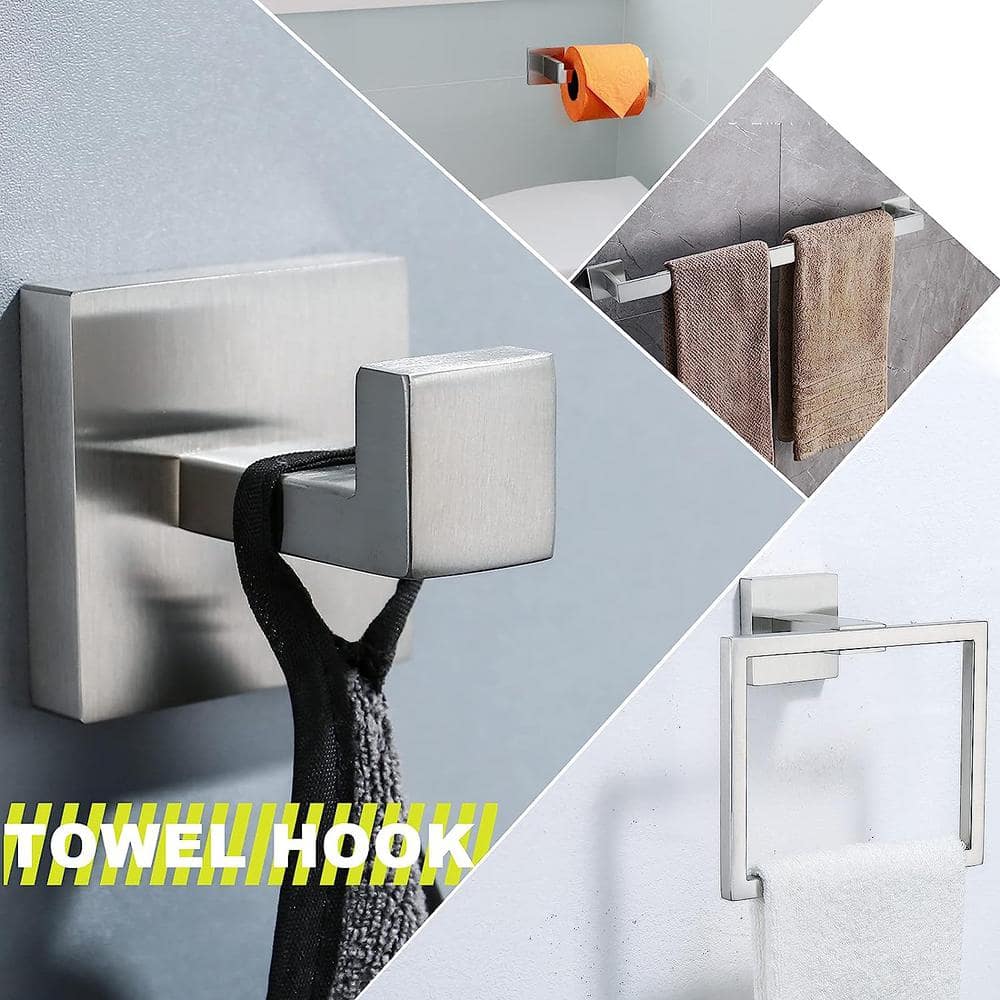Brushed Nickel 23.6 Inch Stainless Steel Wall Mounted Towel Bar Set