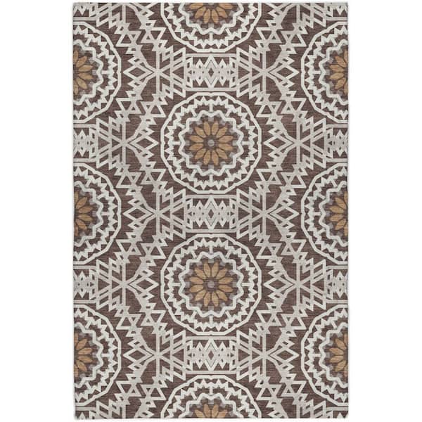 Dream Shag Premium Machine Washable Abstract ADS619 Chocolate 5 ft. x 7 ft. 6 in. Area Rug