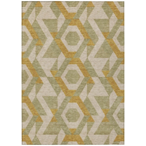 Chantille Machine Washable Indoor/Outdoor Abstract ACN2962 Gold 8 ft. x 10 ft. Area Rug
