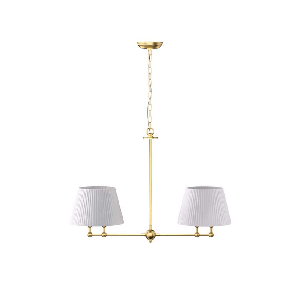 Regan 4-Light 35.8 in. Gold Modern Candle Dimmable Chandeliers With White Linen Lampshade Living Foyer Lighting price history on PriceWatchPro