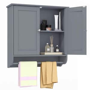 24 in. W x 8 in. D x 24 in. H Bathroom Storage Wall Cabinet Medicine Cabinet Storage Cupboard with Towel Bar Grey