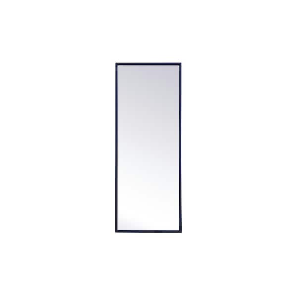 Unbranded Timeless Home 14 in. W x 36 in. H Midcentury Modern Metal Framed Rectangle Blue Mirror