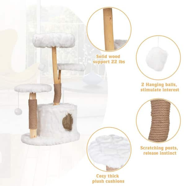 COZIWOW Cat Tree Real Branch Luxury Cat Condo CW12K0528 T01 The