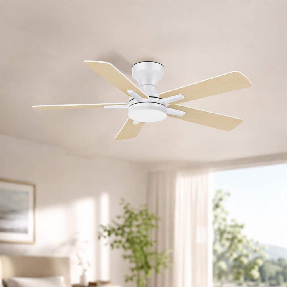 42 in. White Indoor/Outdoor Smart Flush Mount Ceiling Fan with RGB LED Lights, Dimmable, 6-Speed, APP and Remote Control price history on PriceWatchPro