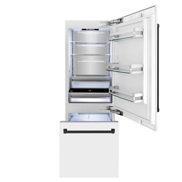 White fridge deals with black handles