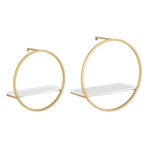 Wicks 14 in. x 14 in. x 7 in. White/Gold Decorative Wall Shelf