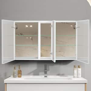 50 in. W x 30 in. H Rectangular Aluminum Double Door Lighted Surface Mount Medicine Cabinet with Mirror,Defogging,Dimmer