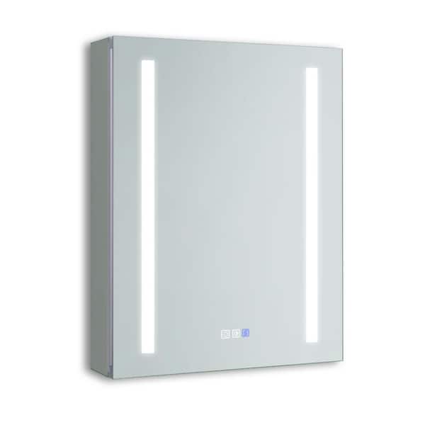 Unbranded 20 in. W x 26 in. H Rectangular Sliver Aluminum Medicine Cabinet with Mirror