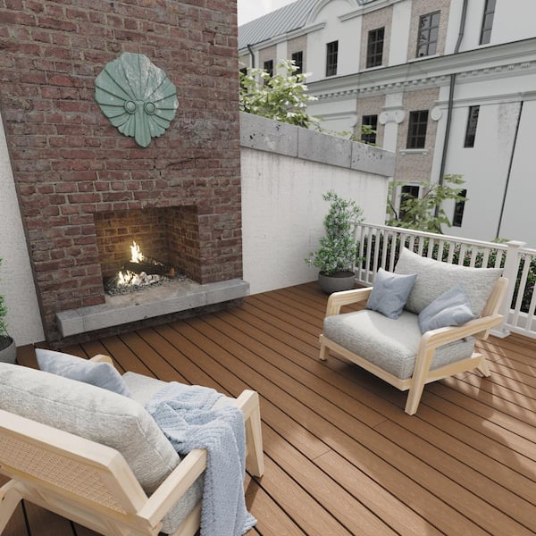 Veranda 15/16 in. x 5-1/4 in. x 20 ft. Timber Brown Grooved Edge Capped Composite Decking Board