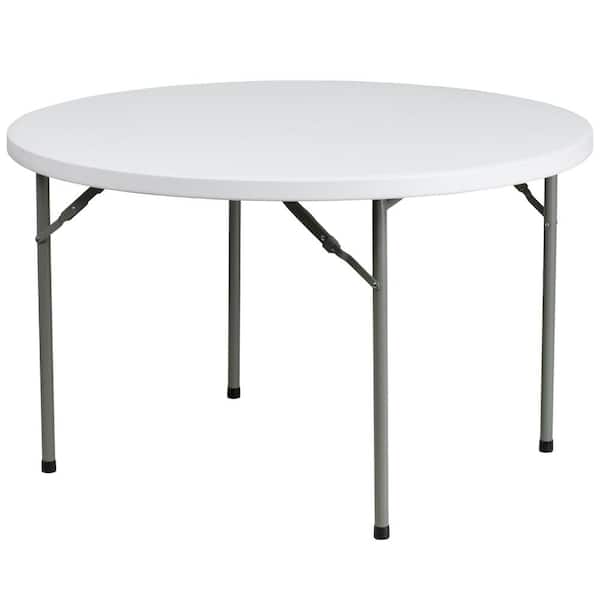 Elon 48 in. L Round Granite White Plastic Top Folding Utility Tables