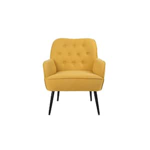 Mid Century Modern Yellow Upholstery Accent Arm Chair Set of 1