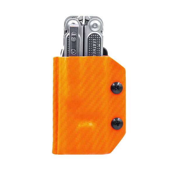 Clip & Carry Kydex Multitool Sheath for Leatherman Free P4 Multi-Tool Holder Belt Holster Cover (Carbon Fiber Orange)