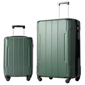 Green Lightweight 2-Piece Expandable ABS Hardshell Spinner Luggage Set with TSA Lock and Reinforced Corner Bumpers