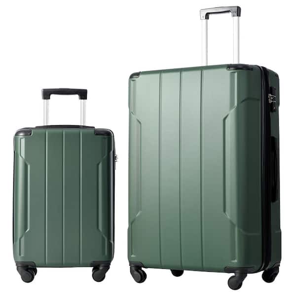 Merax Green Lightweight 2-Piece Expandable ABS Hardshell Spinner Luggage Set with TSA Lock and Reinforced Corner Bumpers