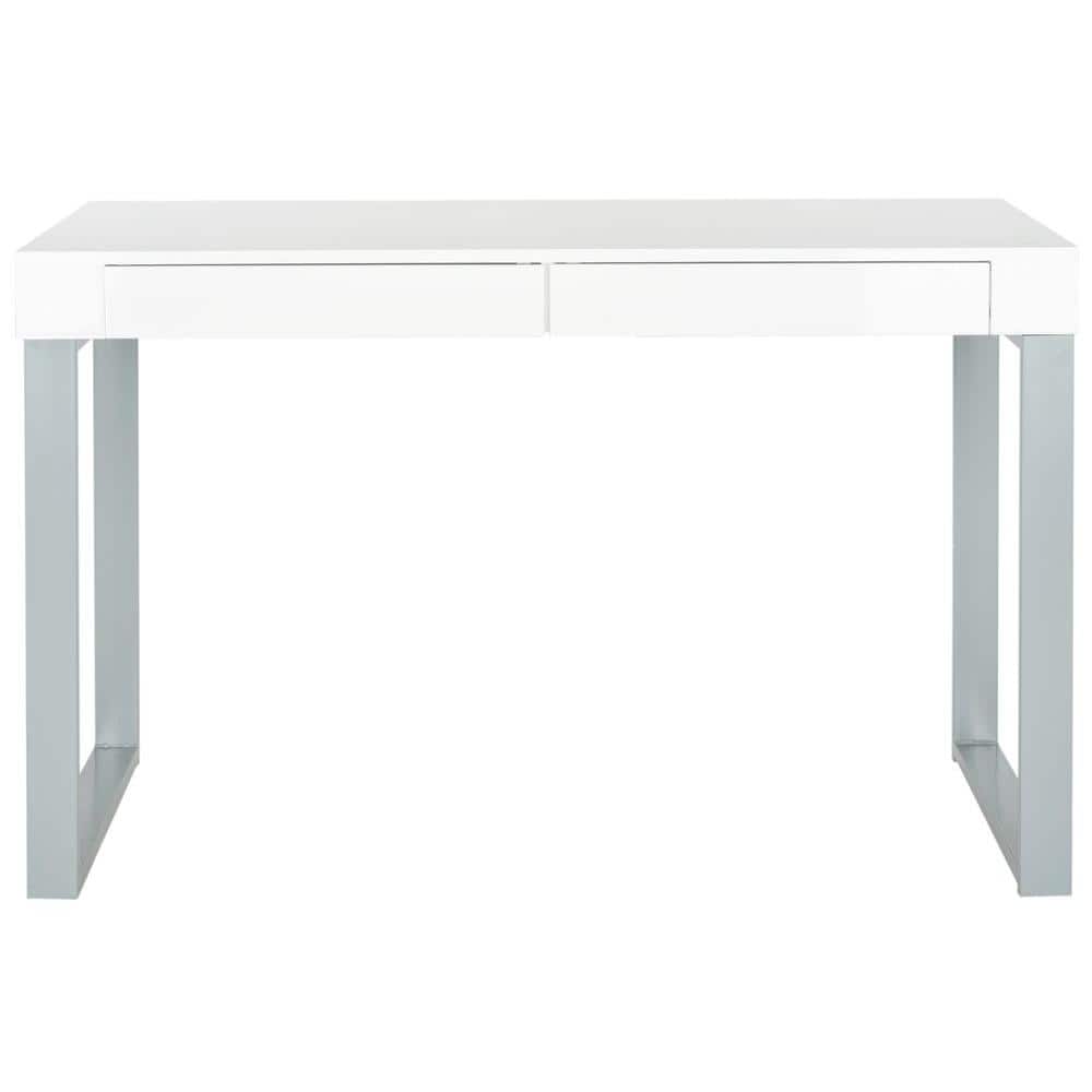 Barton 47'' White and Gray Transitional Home Office Desk with Drawers