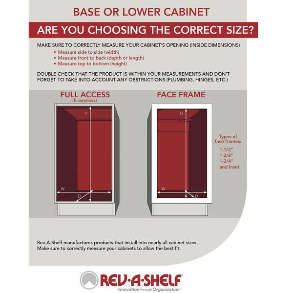 Rev-A-Shelf 8-3/4 Inch Width L-Shape Reversible Under Sink Pull