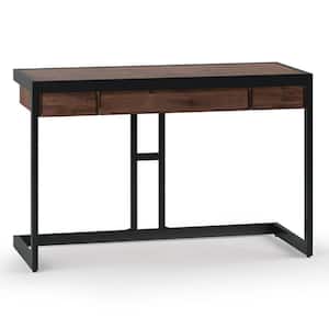 Erina 48 in. Rectangle Distressed Charcoal Brown Acacia Wood 2 Drawer Computer Desk with Pull-out Keyboard tray