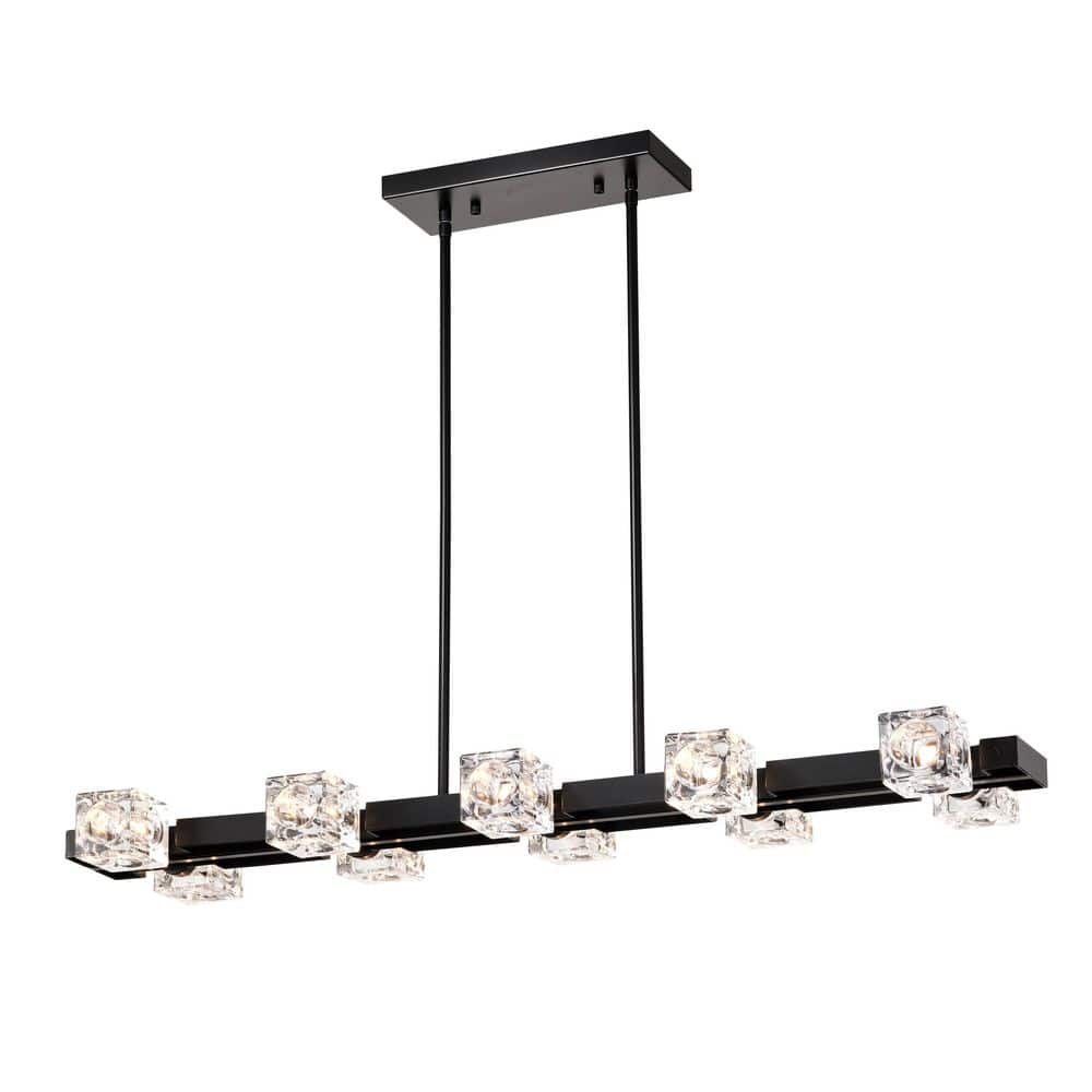 TribuDelicate 10-Light Black Modern Linear Crystal Hanging Lighting Chandelier price history on PriceWatchPro