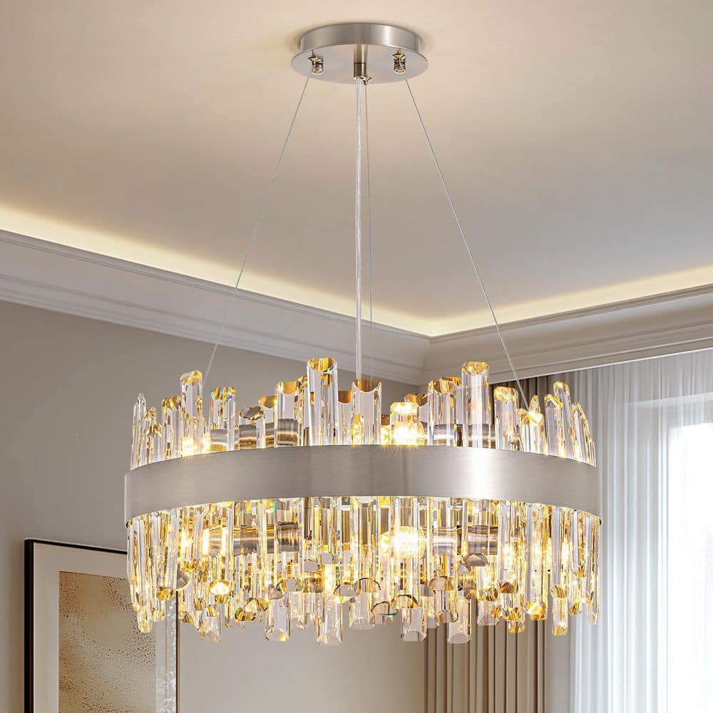 20 in. Modern 12-Light Chrome Crystal Round Chandelier for Kitchen Island Dinning Table Living Room price history on PriceWatchPro