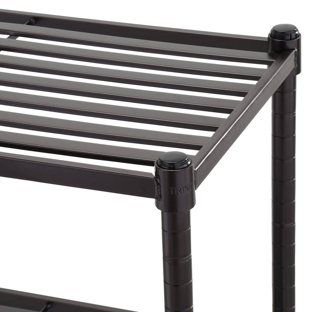 Adjustable Black 3-Tier Metal Slat Shelving Rack