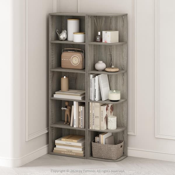 Furinno Reed 51.73 in. Tall French Oak Wood 5-Shelf Bookcase