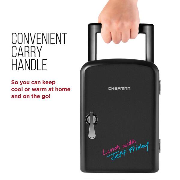 Chefman 4-Liter Dry Erase Black Mini Fridge Hot and Cold RJ48