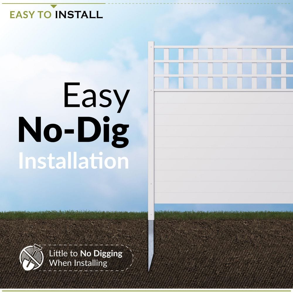 Keswick White Vinyl Lattice-Top Privacy Fence Panels, 3.5-ft