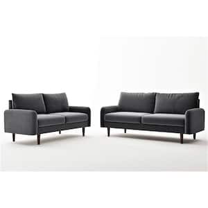 Vivo Grey Velvet Living Room Set Sofa and Loveseat European Style (2-Piece)