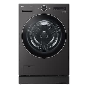 5.0 cu. ft. Stackable Smart Front Load Washer in Black Steel with ezDispense, AI Digital Dial, Steam and TurboWash360