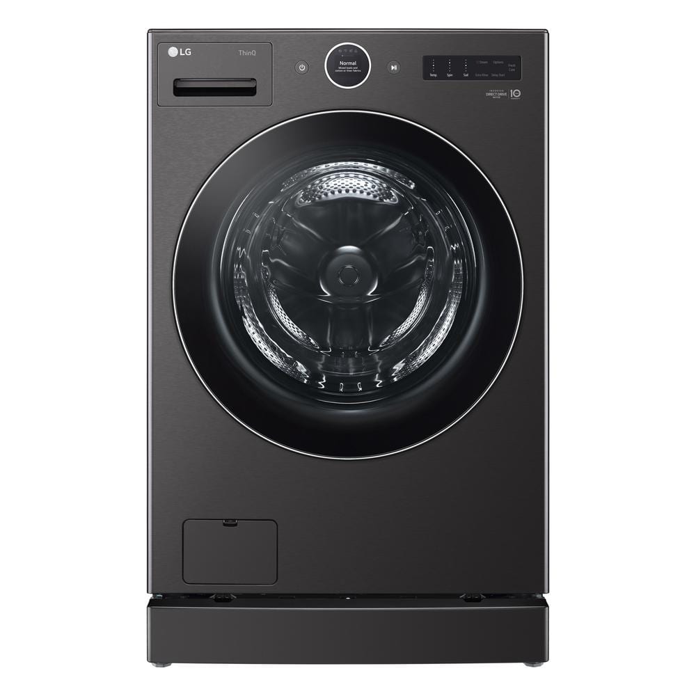 LG 5.0 cu. ft. Black Steel Smart Front Load Washer with Steam Setting