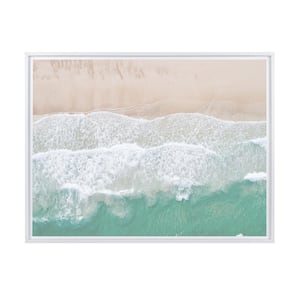 Beach Waves from Above Framed Canvas Wall Art - 32 in. x 24 in. Size, by Kelly Merkur 1pc White Frame
