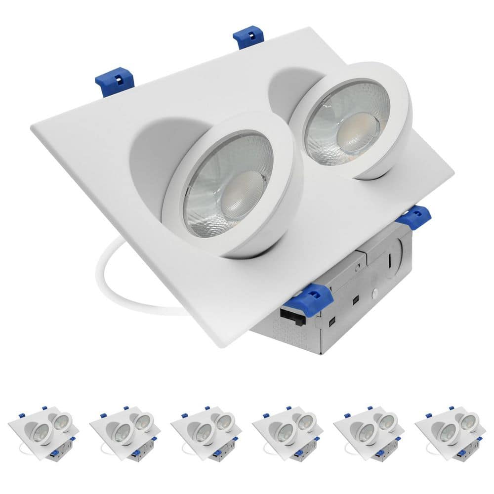 4 In. 2-Head Square Floating Gimbal LED Recessed Light Adjustable 360° Rotation & 90°, 5CCT 20W 1800LM Dimmable 6 Pack price history on PriceWatchPro