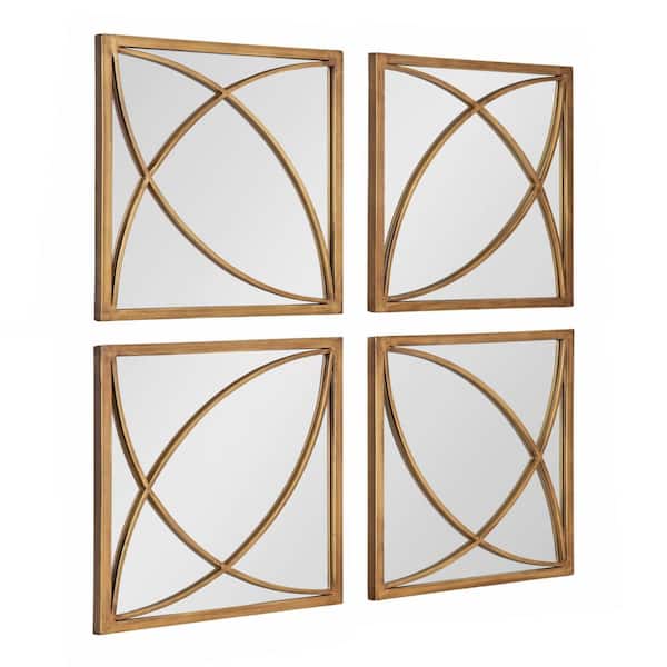 Kate and Laurel Jiera 13.88 in. W x 13.88 in. H Gold Square Glam Framed Decorative Wall Mirror