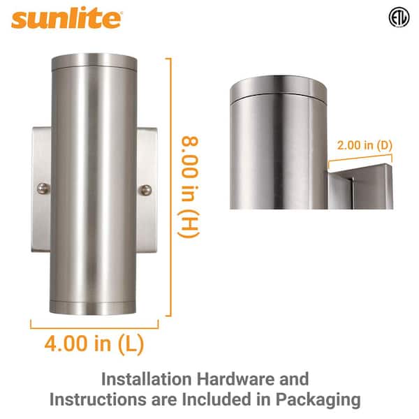 Sunlite 8 in. Brushed Nickel Outdoor Hardwired Dimmable Cylinder