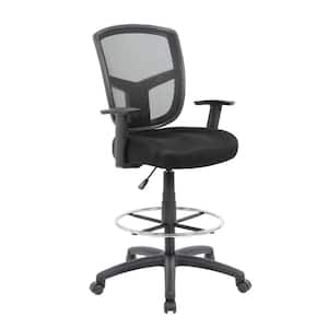 Black Mesh Drafting Chair with Adjustable Arms