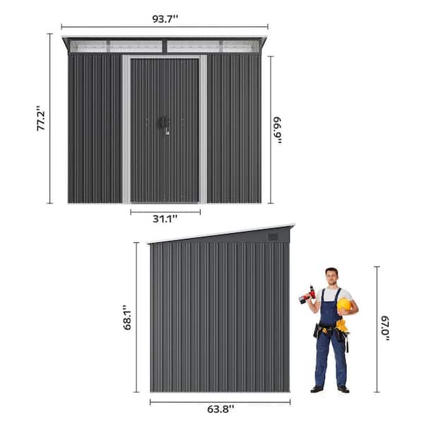 Lofka 8 ft. W x 6 ft. D Outdoor Storage Metal Shed with Sliding