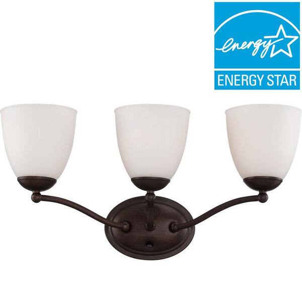 Glomar 3-Light Prairie Bronze Vanity Fixture with Frosted Glass Shade
