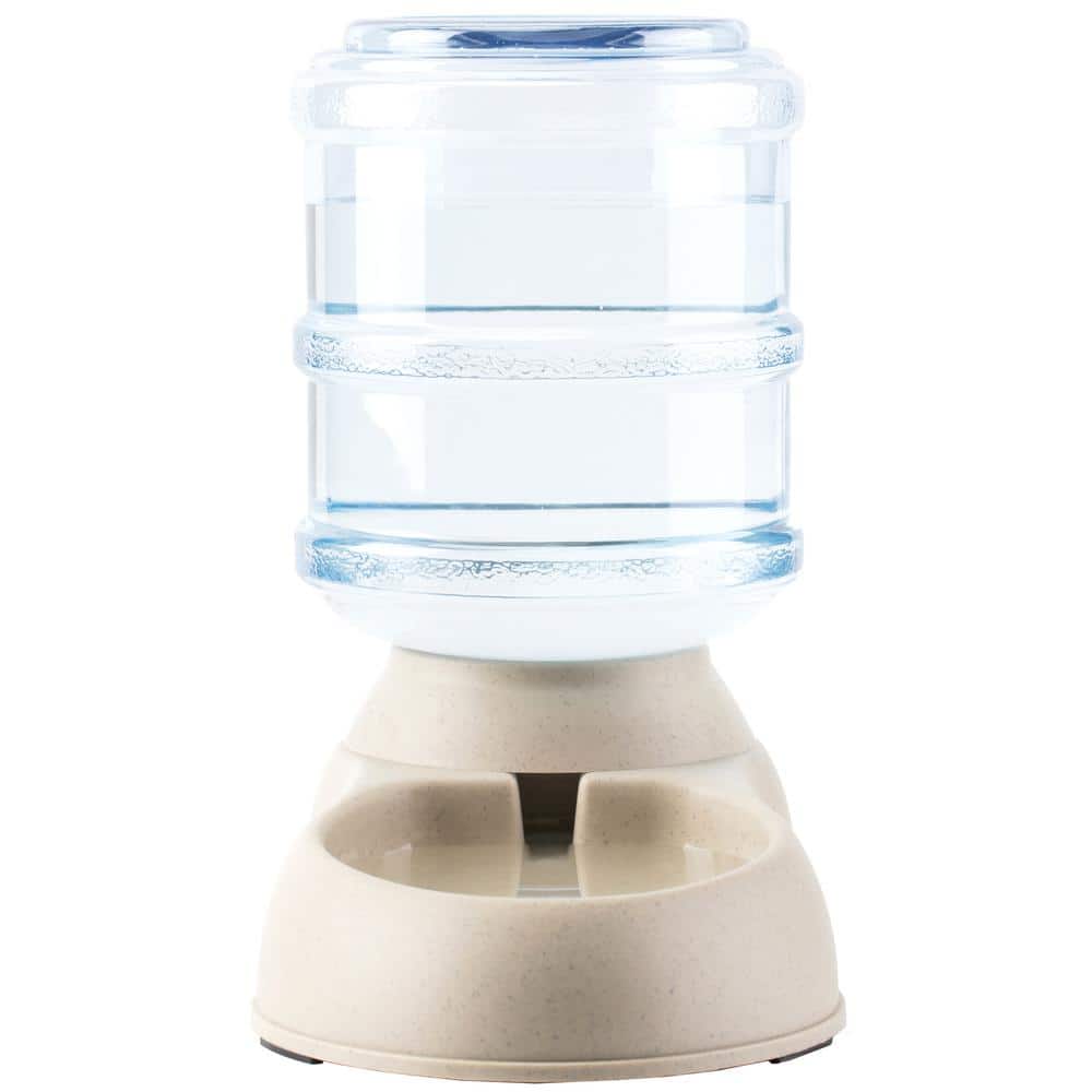 Beige Automatic Self Dispensing Gravity Pet Feeder and Waterer