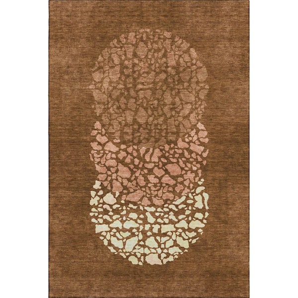 Mayfield Premium Machine Washable Indoor/Outdoor Geometric AMF643 Paprika 10 ft. x 14 ft. Area Rug