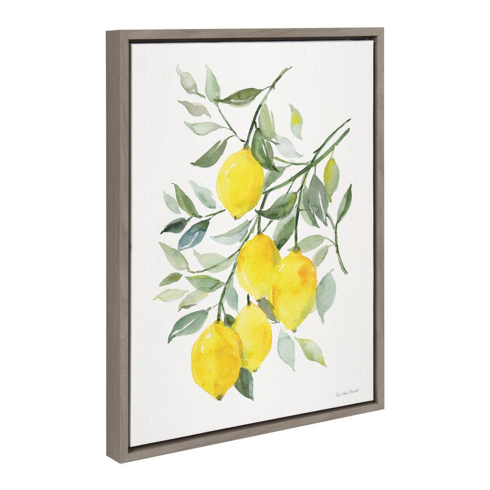 Gray and Yellow Lemon Citrus Canvas Wall Art