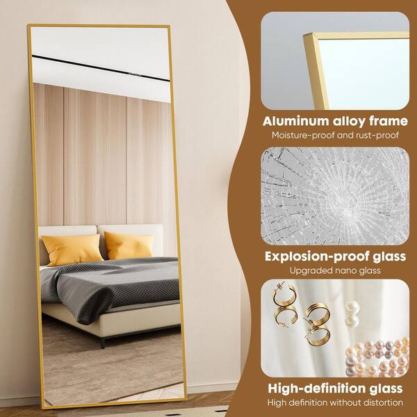 MAYEERTY Gold 26 in. W x 70 in. H Rectangle Metal Frame Full