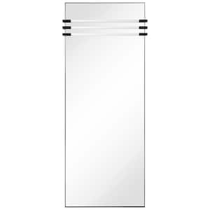 Acrylic Accent Rectangular Wall Mirror 30 in. x 72 in. Featuring Three Clear Acrylic Accent Rails, on a Black Iron Frame