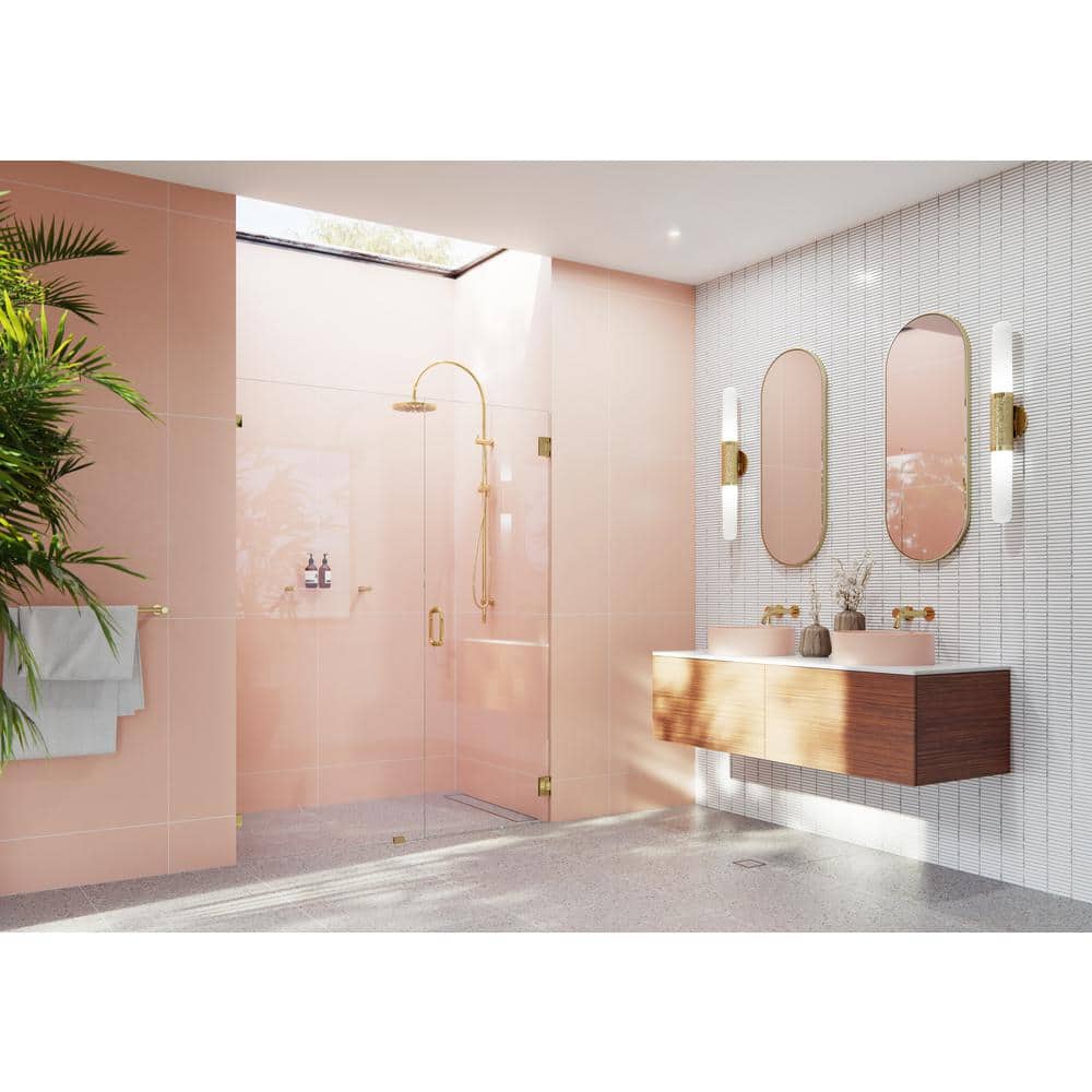 Illume 57.5" x 78" Frameless Shower Door with Polished Brass Finish