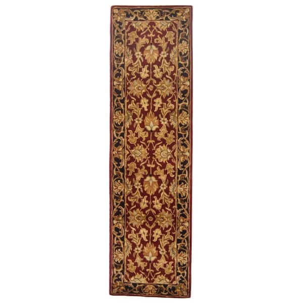 SAFAVIEH Heritage Red/Black 2 ft. x 14 ft. Antique Border Floral Runner Rug