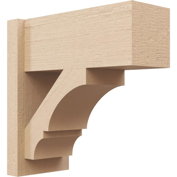 Ekena Millwork 8 in. x 18 in. x 18 in. Balboa Block Rough Cedar Woodgrain Timberthane Polyurethane Outlooker, Primed Tan