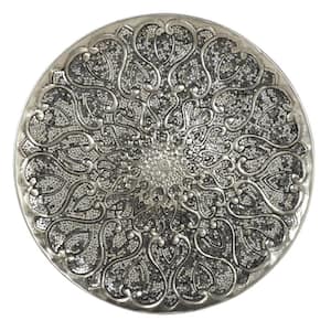 33 in. x  33 in. Metal Silver Plate Wall Decor with Embossed Details