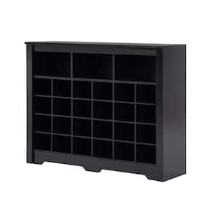 35 in. H x 45.2 in. W x 12.9 in. D Black-Shoe Storage Cabinet with 24-Shoe Cubby
