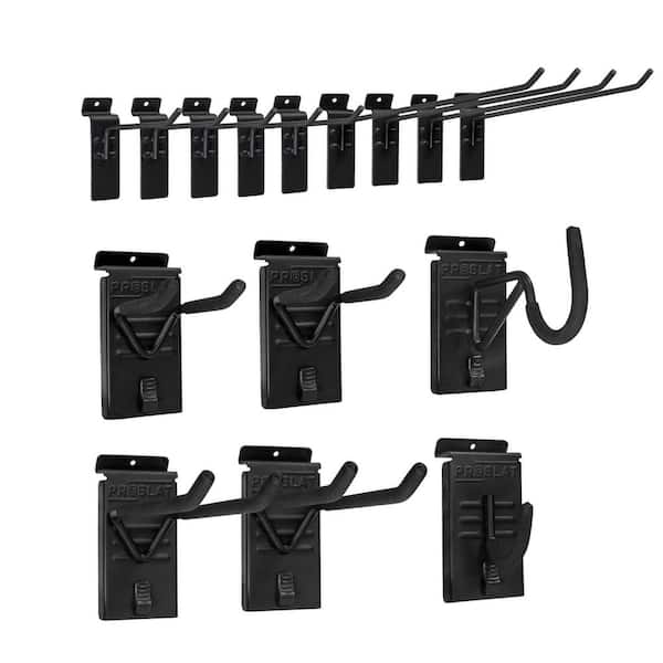 Slat Wall Panel Accessories 50 lb. Load Capacity Stealth 15 Piece Starter Hook Kit in Black (15-Piece)