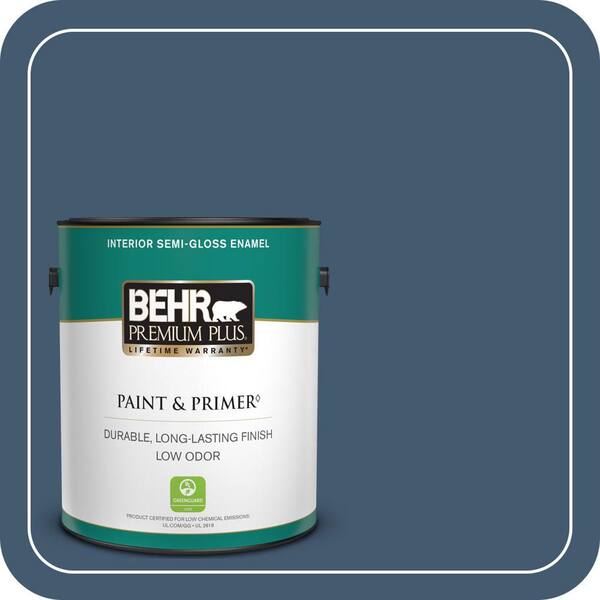 BEHR PREMIUM PLUS 1 gal. #S500-7 Infinite Deep Sea Semi-Gloss Enamel Low Odor Interior Paint & Primer
